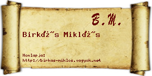Birkás Miklós névjegykártya