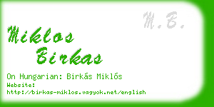 miklos birkas business card